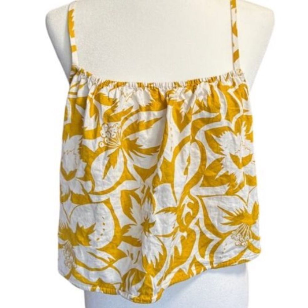 Madewell Yellow and White linen blend Floral Camisole size medium - Picture 2 of 8